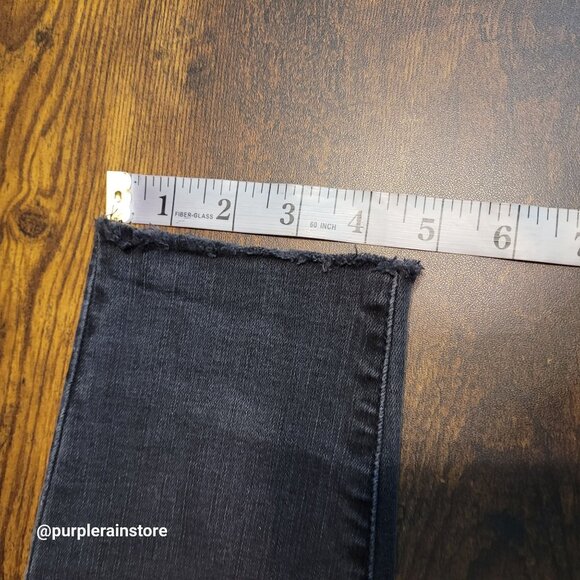 Madewell Jeans 26 Skinny 9" High Rise Black Sea Wash H2230 Tummy Control Raw Hem - Picture 11 of 12